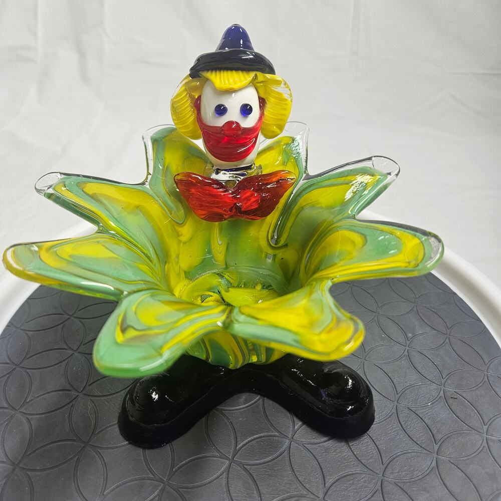 Vintage Murano Style Clown, Handblown Glass